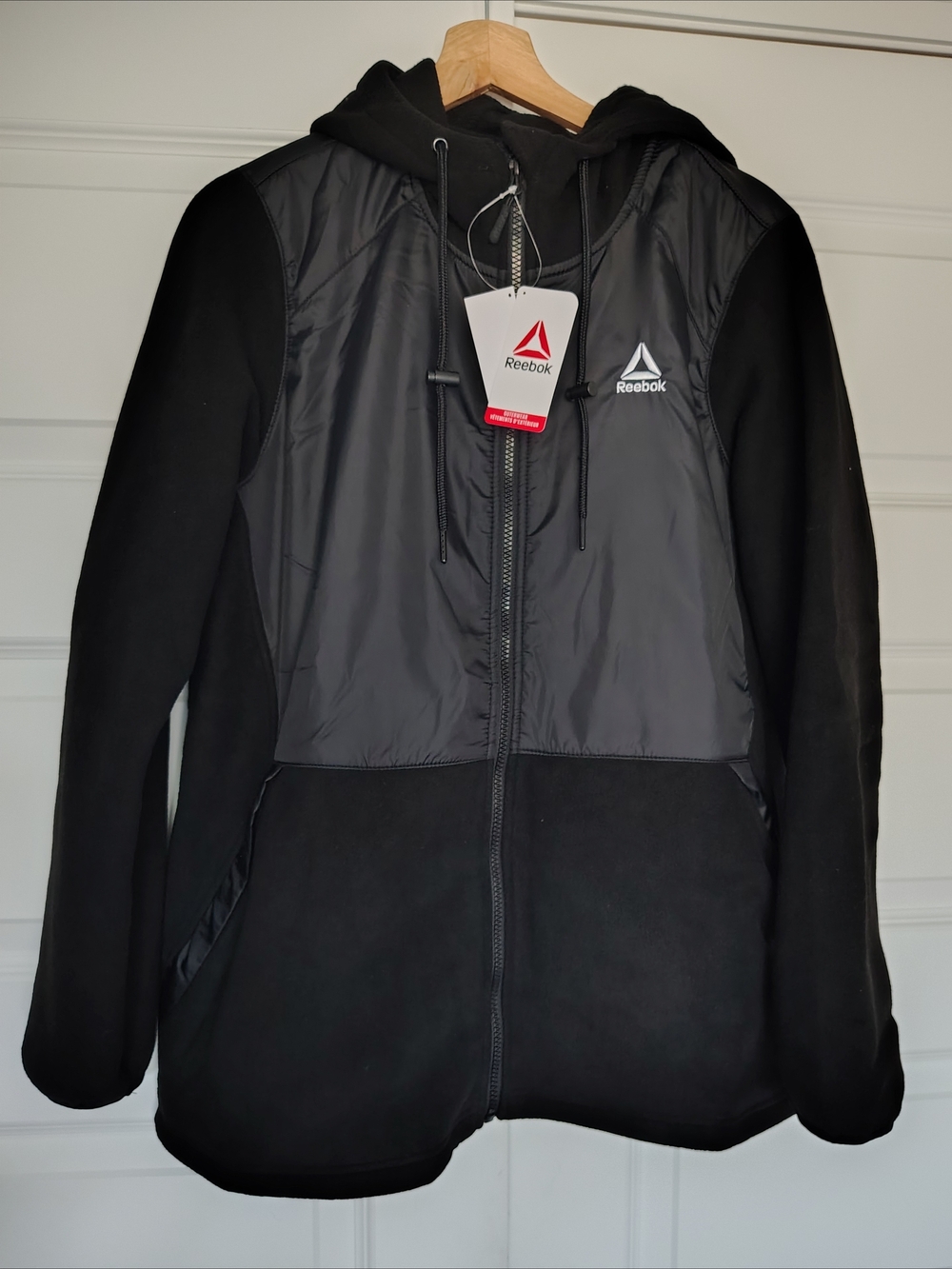 Reebok Women Black Hooded Jacket
